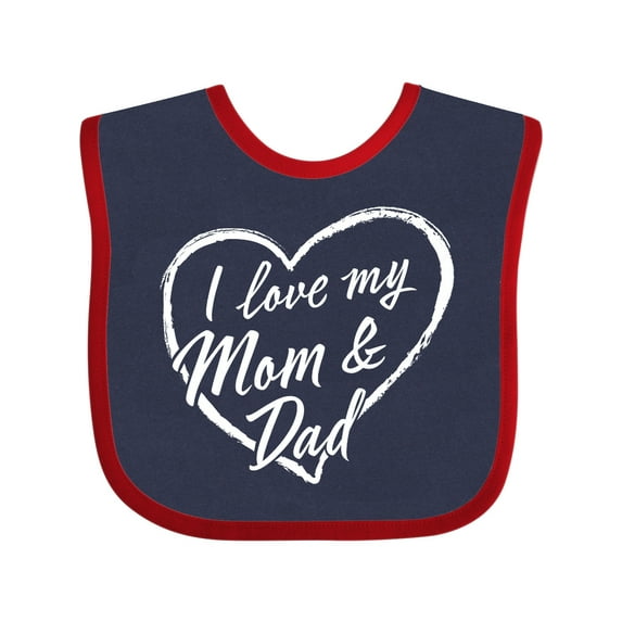 Inktastic I Love My Mom and Dad in White Chalk Heart Boys or Girls Baby Bib
