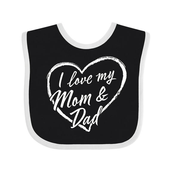 Inktastic I Love My Mom and Dad in White Chalk Heart Boys or Girls Baby Bib