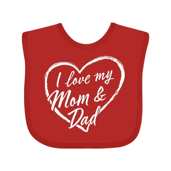 Inktastic I Love My Mom and Dad in White Chalk Heart Boys or Girls Baby Bib