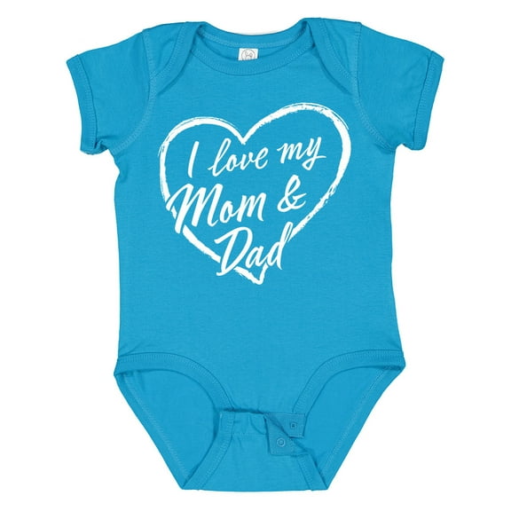 Inktastic I Love My Mom and Dad in White Chalk Heart Boys or Girls Baby Bodysuit