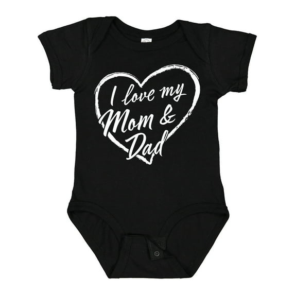 Inktastic I Love My Mom and Dad in White Chalk Heart Boys or Girls Baby Bodysuit
