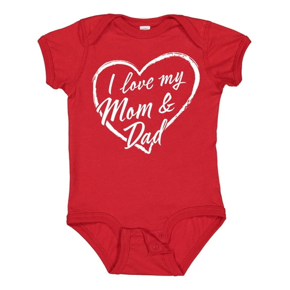 Inktastic I Love My Mom and Dad in White Chalk Heart Boys or Girls Baby Bodysuit