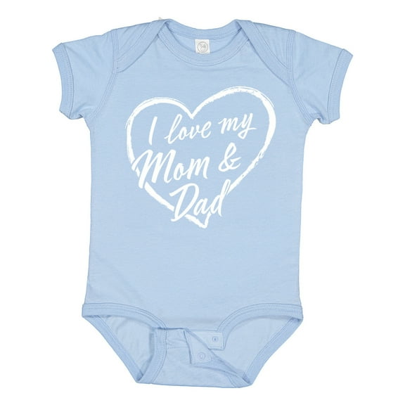 Inktastic I Love My Mom and Dad in White Chalk Heart Boys or Girls Baby Bodysuit