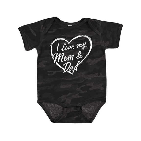 Inktastic I Love My Mom and Dad in White Chalk Heart Boys or Girls Baby Bodysuit