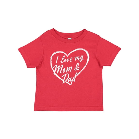 Inktastic I Love My Mom and Dad in White Chalk Heart Boys or Girls Baby T-Shirt