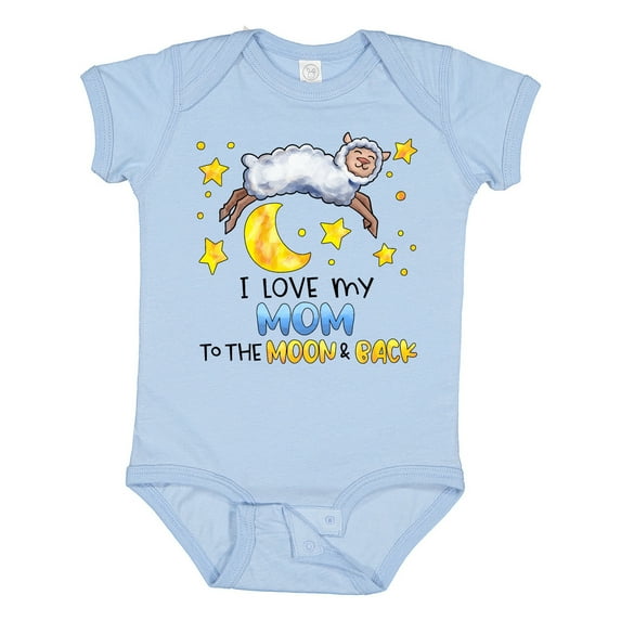 Inktastic I Love My Mom to the Moon and Back Cute Sheep Boys or Girls Baby Bodysuit
