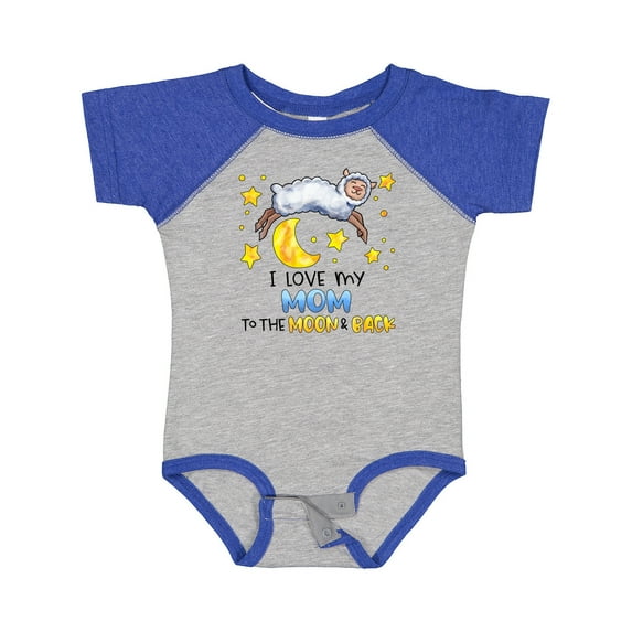 Inktastic I Love My Mom to the Moon and Back Cute Sheep Boys or Girls Baby Bodysuit
