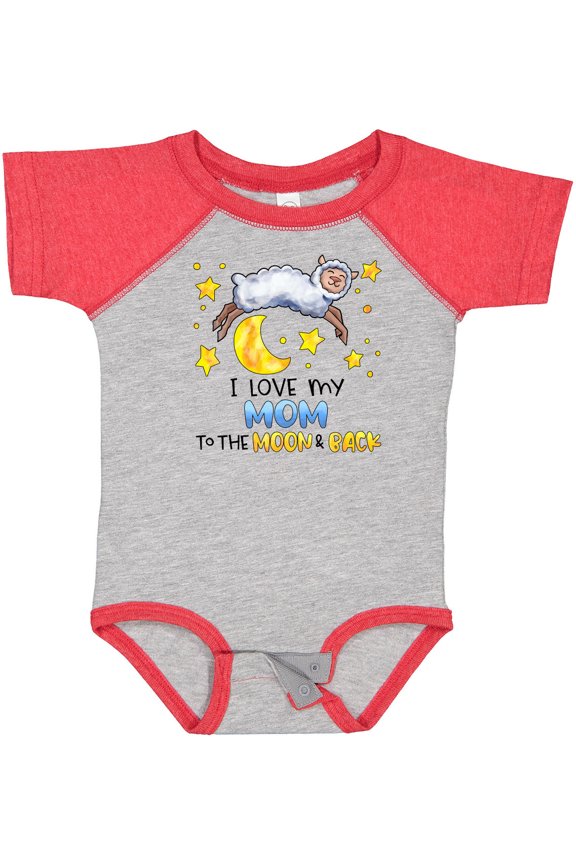 I Love My Mom to the Moon and Back Cute Sheep Boys or Girls Baby Bodysuit