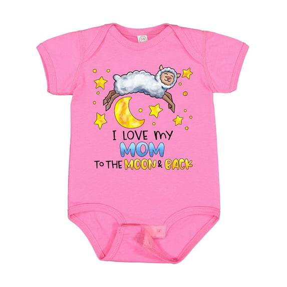 Inktastic I Love My Mom to the Moon and Back Cute Sheep Boys or Girls Baby Bodysuit