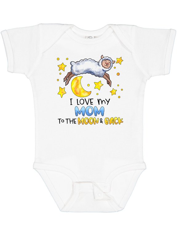 I Love My Mom to the Moon and Back Cute Sheep Boys or Girls Baby Bodysuit