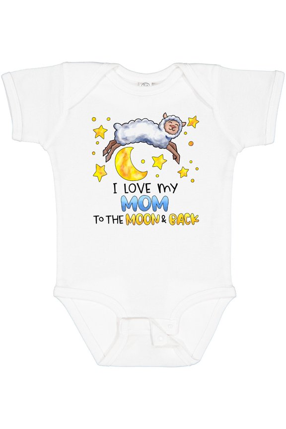 I Love My Mom to the Moon and Back Cute Sheep Boys or Girls Baby Bodysuit