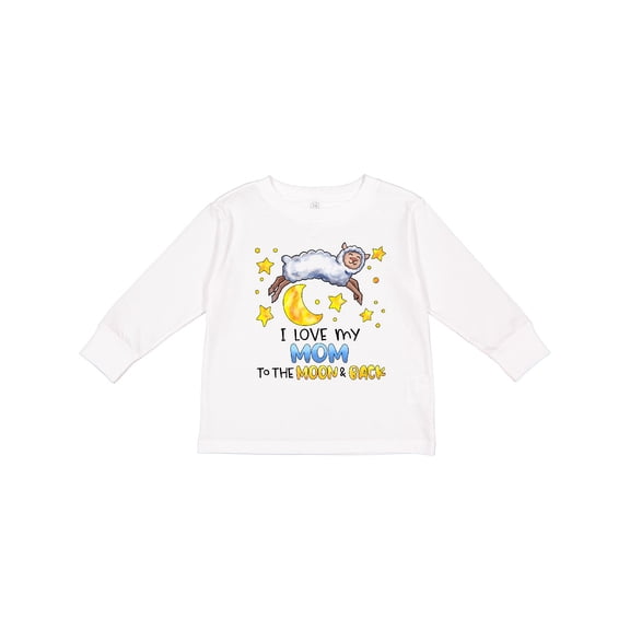 Inktastic I Love My Mom to the Moon and Back Cute Sheep Boys or Girls Long Sleeve Toddler T-Shirt