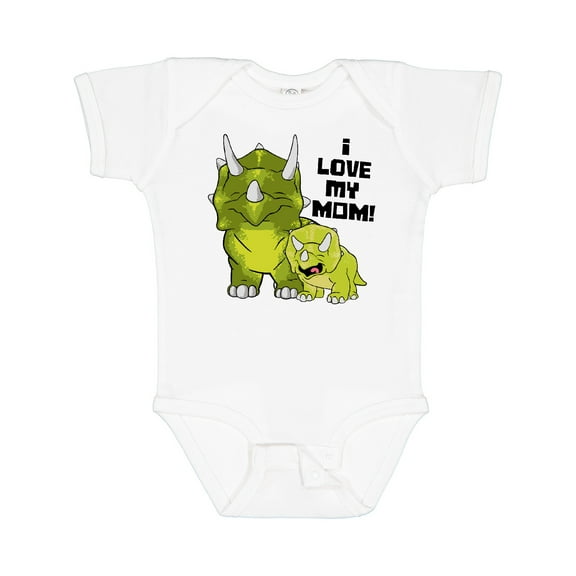 Inktastic I Love My Mom with Baby and Mommy Triceratops Boys or Girls Baby Bodysuit