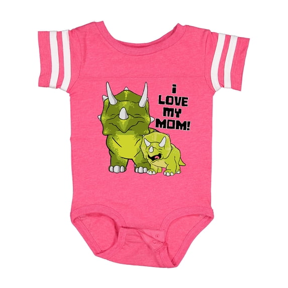 Inktastic I Love My Mom with Baby and Mommy Triceratops Boys or Girls Baby Bodysuit