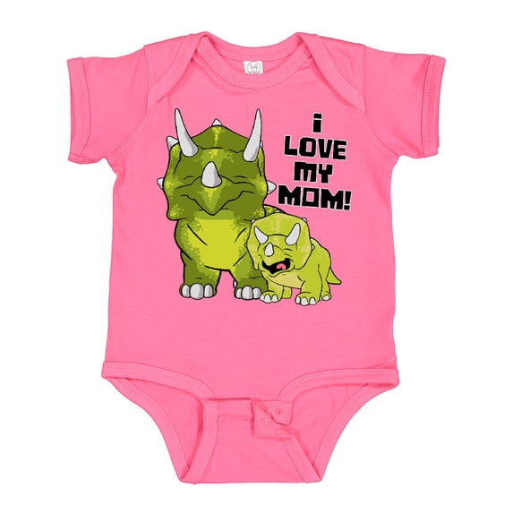 Inktastic I Love My Mom with Baby and Mommy Triceratops Boys or Girls Baby Bodysuit