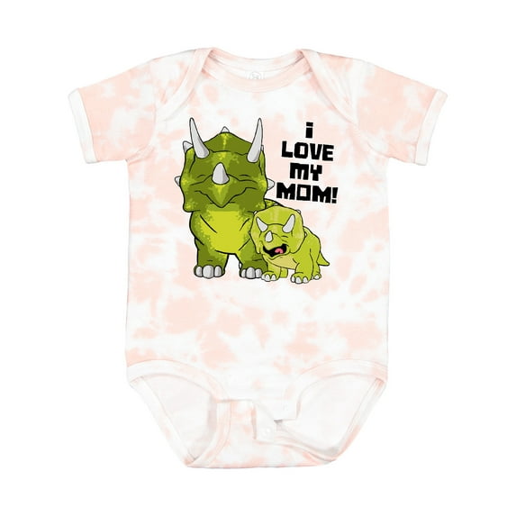 Inktastic I Love My Mom with Baby and Mommy Triceratops Boys or Girls Baby Bodysuit