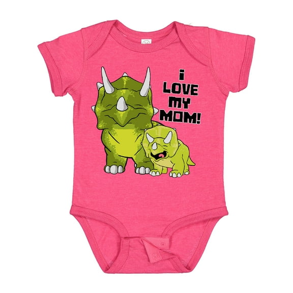 Inktastic I Love My Mom with Baby and Mommy Triceratops Boys or Girls Baby Bodysuit