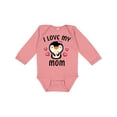 thumbnail image 1 of Inktastic I Love My Mom with Cute Penguin and Hearts Girls Long Sleeve Baby Bodysuit, 1 of 5