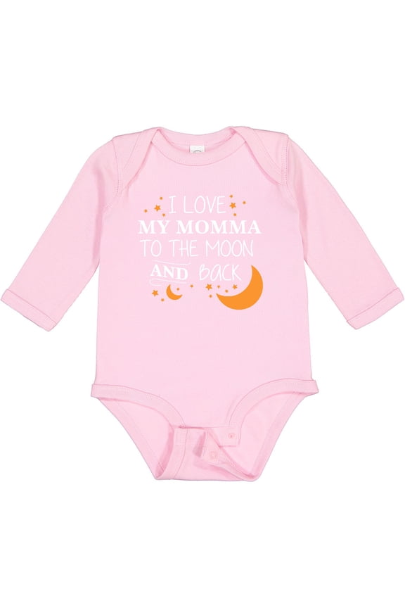 I Love My Momma To The Moon and Back Boys or Girls Long Sleeve Baby Bodysuit