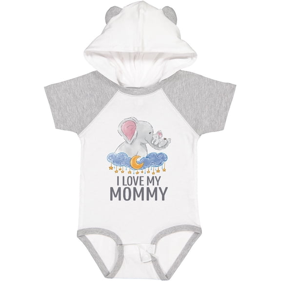 Inktastic I Love My Mommy Cute Elephants in Night Sky Boys or Girls Baby Bodysuit