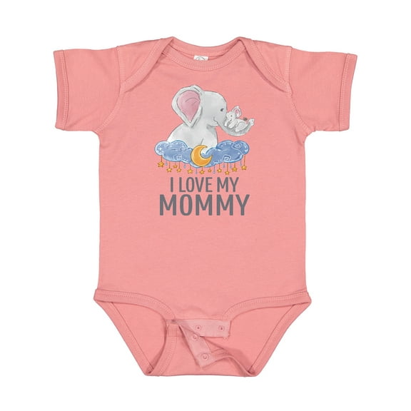 Inktastic I Love My Mommy Cute Elephants in Night Sky Boys or Girls Baby Bodysuit