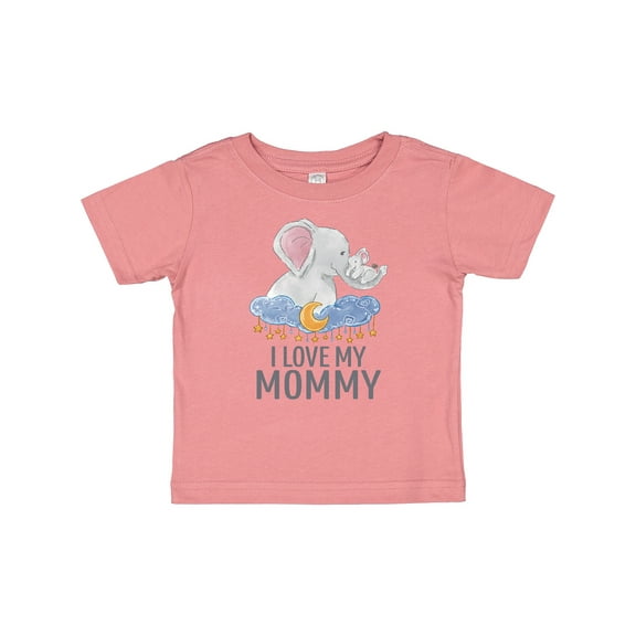 Inktastic I Love My Mommy Cute Elephants in Night Sky Boys or Girls Baby T-Shirt