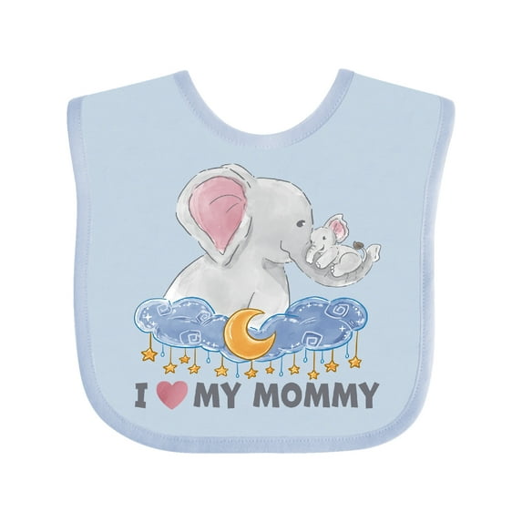 Inktastic I Love My Mommy Cute Elephants with Moon and Stars Boys or Girls Baby Bib