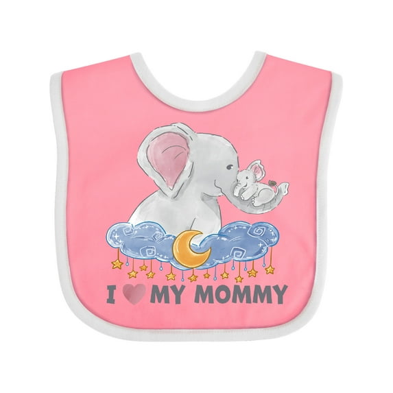 Inktastic I Love My Mommy Cute Elephants with Moon and Stars Boys or Girls Baby Bib