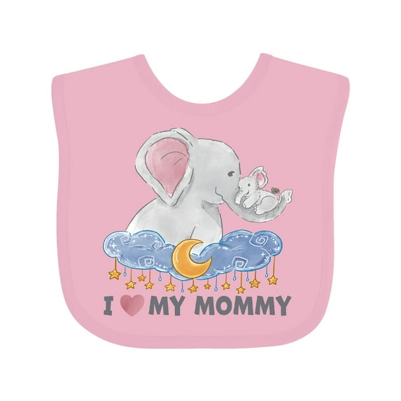 Inktastic I Love My Mommy Cute Elephants with Moon and Stars Boys or Girls Baby Bib
