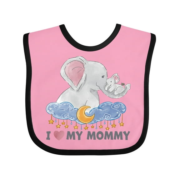 Inktastic I Love My Mommy Cute Elephants with Moon and Stars Boys or Girls Baby Bib