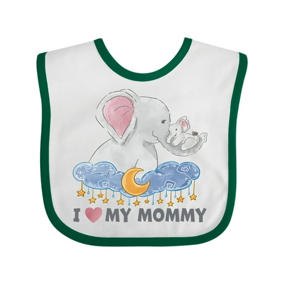 Inktastic I Love My Mommy Cute Elephants with Moon and Stars Boys or Girls Baby Bib