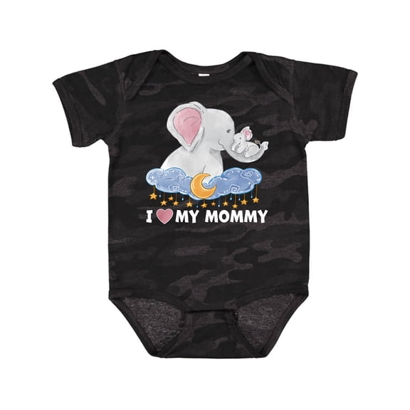 Inktastic I Love My Mommy Cute Elephants with Moon and Stars Boys or Girls Baby Bodysuit