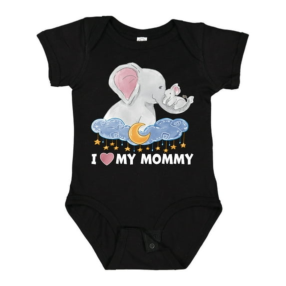 Inktastic I Love My Mommy Cute Elephants with Moon and Stars Boys or Girls Baby Bodysuit