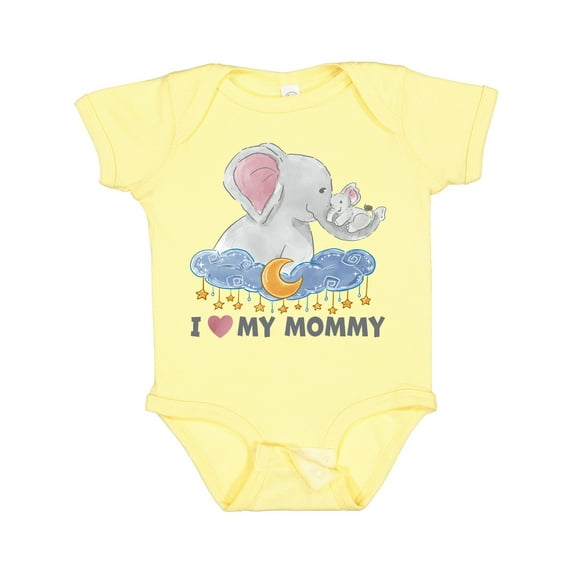 Inktastic I Love My Mommy Cute Elephants with Moon and Stars Boys or Girls Baby Bodysuit