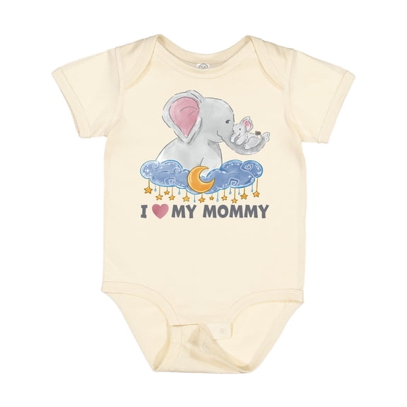 Inktastic I Love My Mommy Cute Elephants with Moon and Stars Boys or Girls Baby Bodysuit
