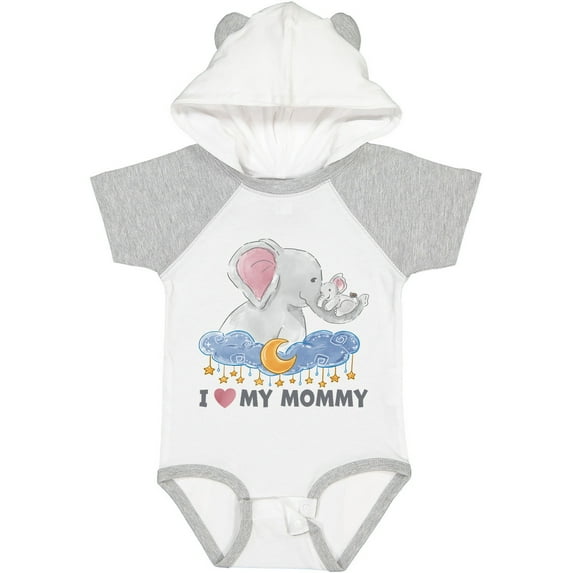 Inktastic I Love My Mommy Cute Elephants with Moon and Stars Boys or Girls Baby Bodysuit