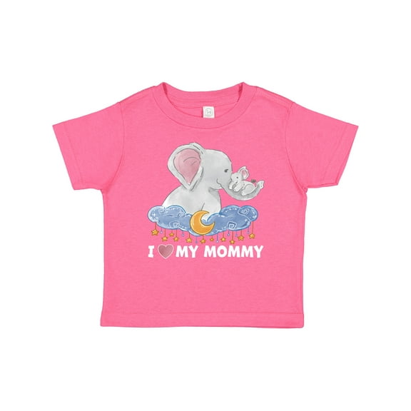 Inktastic I Love My Mommy Cute Elephants with Moon and Stars Boys or Girls Baby T-Shirt