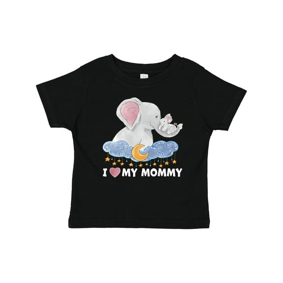 Inktastic I Love My Mommy Cute Elephants with Moon and Stars Boys or Girls Baby T-Shirt