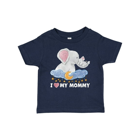 Inktastic I Love My Mommy Cute Elephants with Moon and Stars Boys or Girls Baby T-Shirt