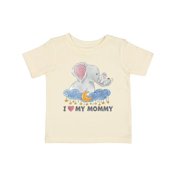 Inktastic I Love My Mommy Cute Elephants with Moon and Stars Boys or Girls Baby T-Shirt