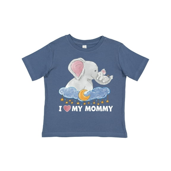 Inktastic I Love My Mommy Cute Elephants with Moon and Stars Boys or Girls Toddler T-Shirt