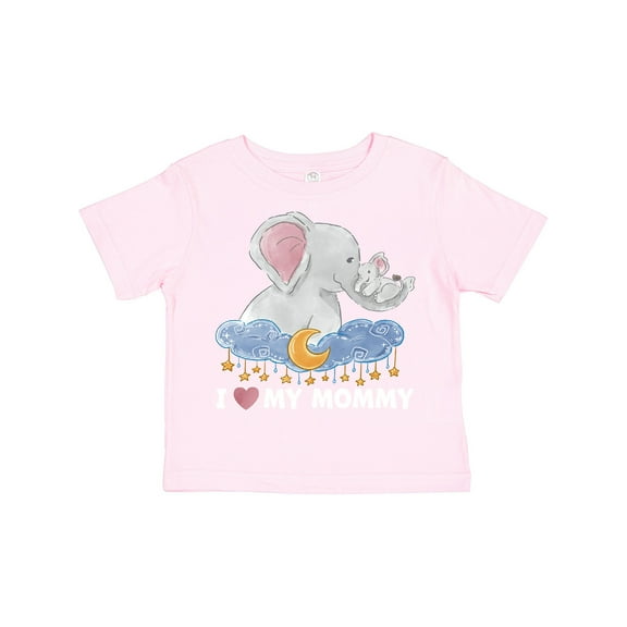 Inktastic I Love My Mommy Cute Elephants with Moon and Stars Boys or Girls Toddler T-Shirt