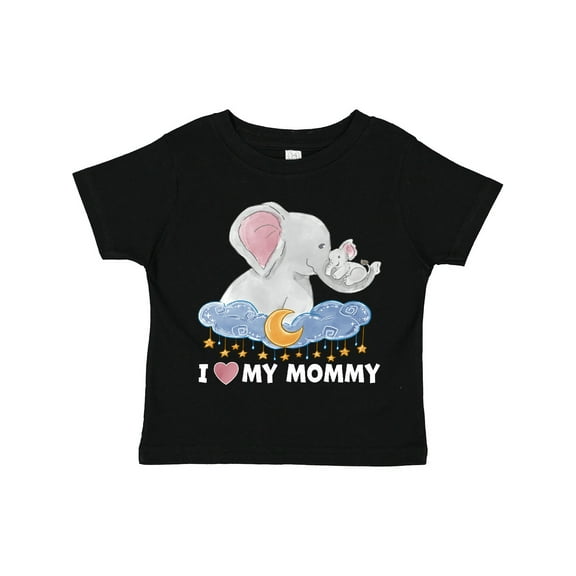 Inktastic I Love My Mommy Cute Elephants with Moon and Stars Boys or Girls Toddler T-Shirt