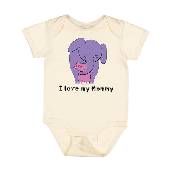 Inktastic I Love My Mommy Elephant Purple Pink Girls Baby Bodysuit