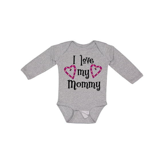 Inktastic I Love My Mommy- Hearts Boys or Girls Long Sleeve Baby Bodysuit