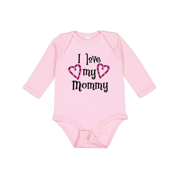 Inktastic I Love My Mommy- Hearts Boys or Girls Long Sleeve Baby Bodysuit