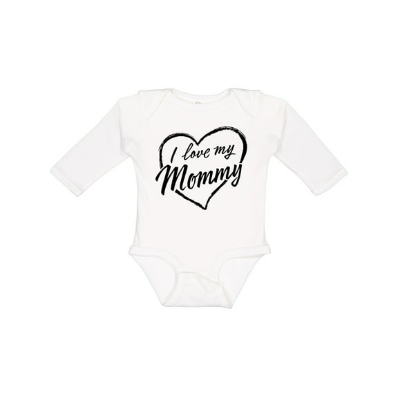 Inktastic I Love My Mommy in Black Chalk Heart Boys or Girls Long Sleeve Baby Bodysuit