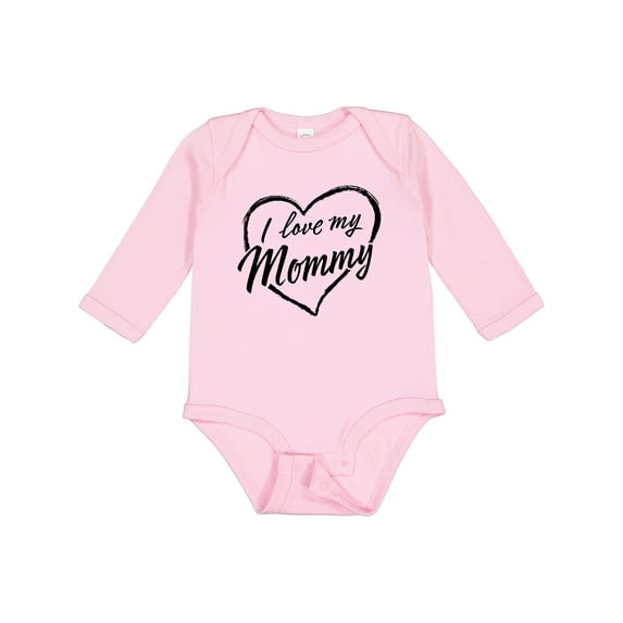 Inktastic I Love My Mommy in Black Chalk Heart Boys or Girls Long Sleeve Baby Bodysuit