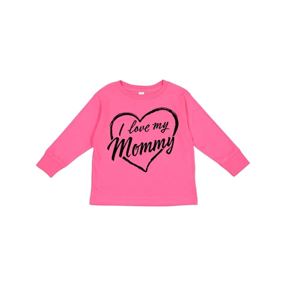 Inktastic I Love My Mommy in Black Chalk Heart Boys or Girls Long Sleeve Toddler T-Shirt