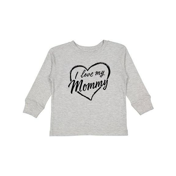 Inktastic I Love My Mommy in Black Chalk Heart Boys or Girls Long Sleeve Toddler T-Shirt